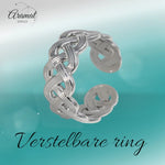 Stalen Verstelbare Open Ring - Vlecht Motief - One Size - ring272 - 161759 - Ringen kopen