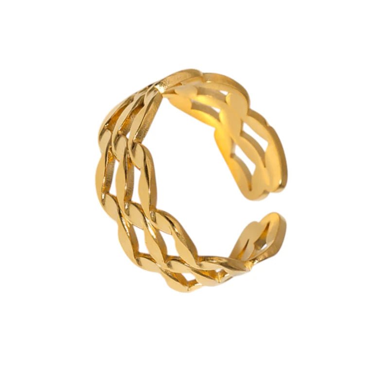 Stalen Verstelbare Open Ring - Wave Motief - One Size - ring283 - 161790 - Ringen kopen