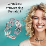 Stalen Verstelbare Open Ring - Wave Motief - One Size - ring283 - 161790 - Ringen kopen