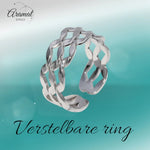 Stalen Verstelbare Open Ring - Wave Motief - One Size - ring283 - 161790 - Ringen kopen