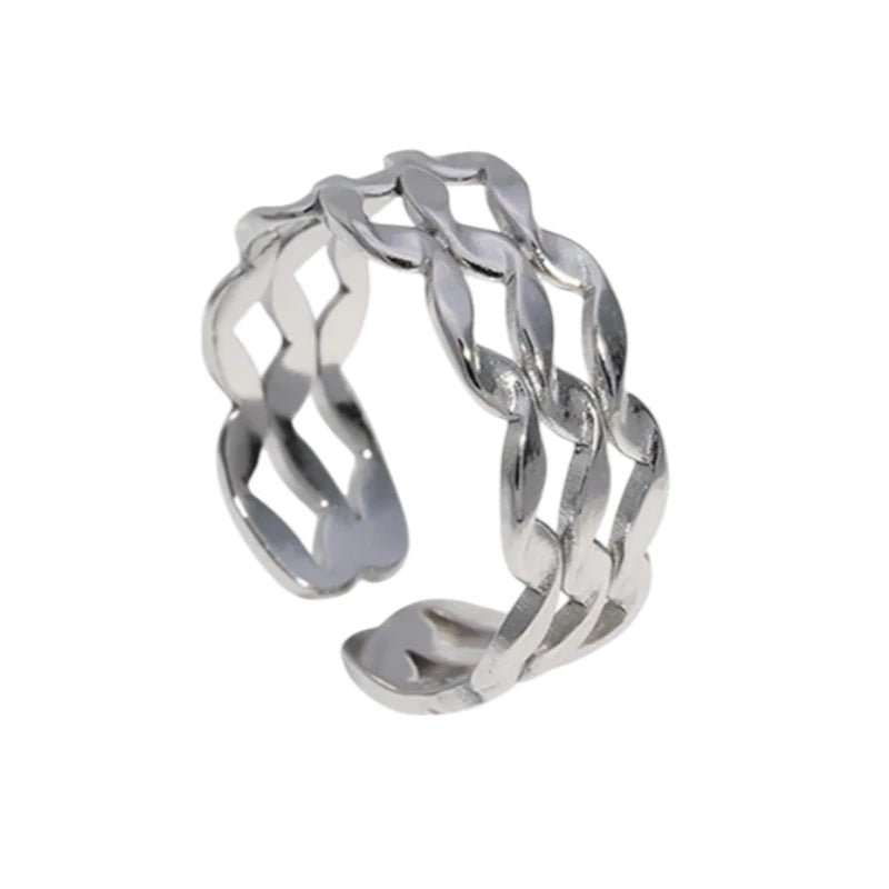 Stalen Verstelbare Open Ring - Wave Motief - One Size - ring284 - 161789 - Ringen kopen