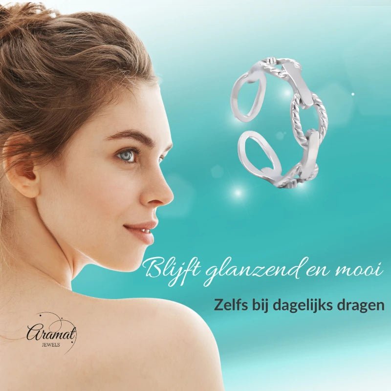 Stalen Verstelbare Open Schakel Ring - One Size - RVS - ring251 - 161437 - Ringen kopen