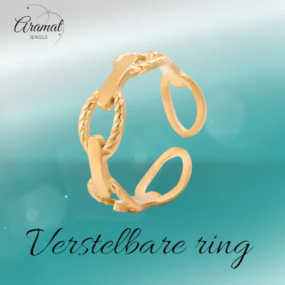 Stalen Verstelbare Open Schakel Ring - One Size - RVS - ring251 - 161437 - Ringen kopen