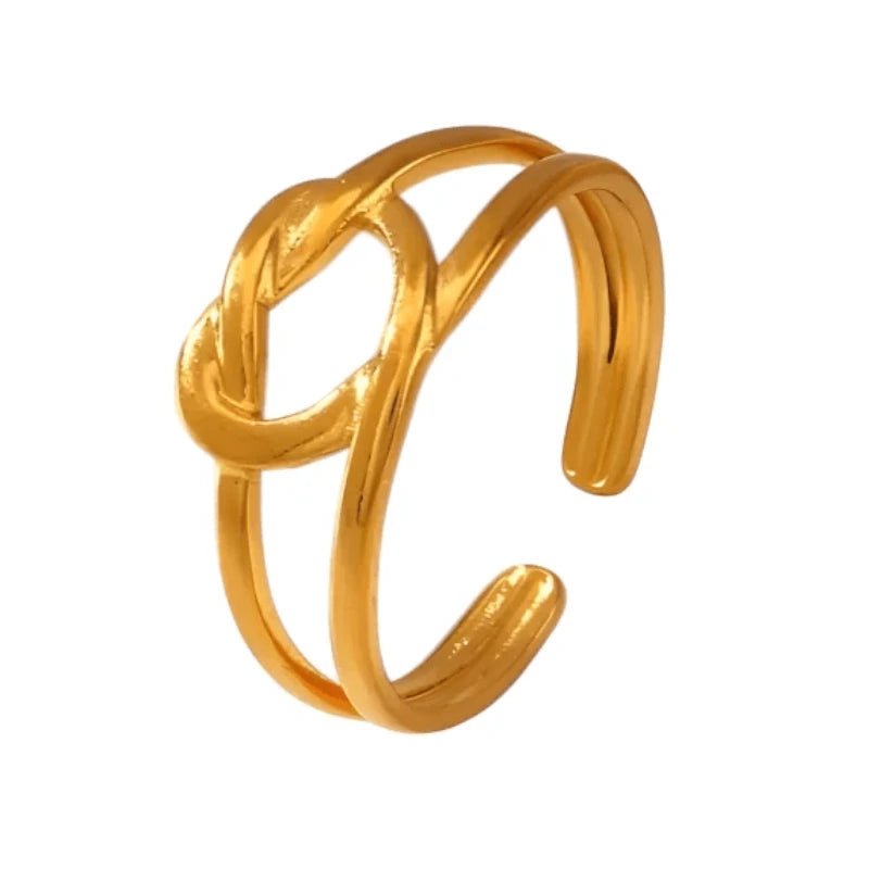 Stalen verstelbare ring - geknoopt hartje - ring228 - tm - Ringen kopen# - Goudkleur - alles - cadeau