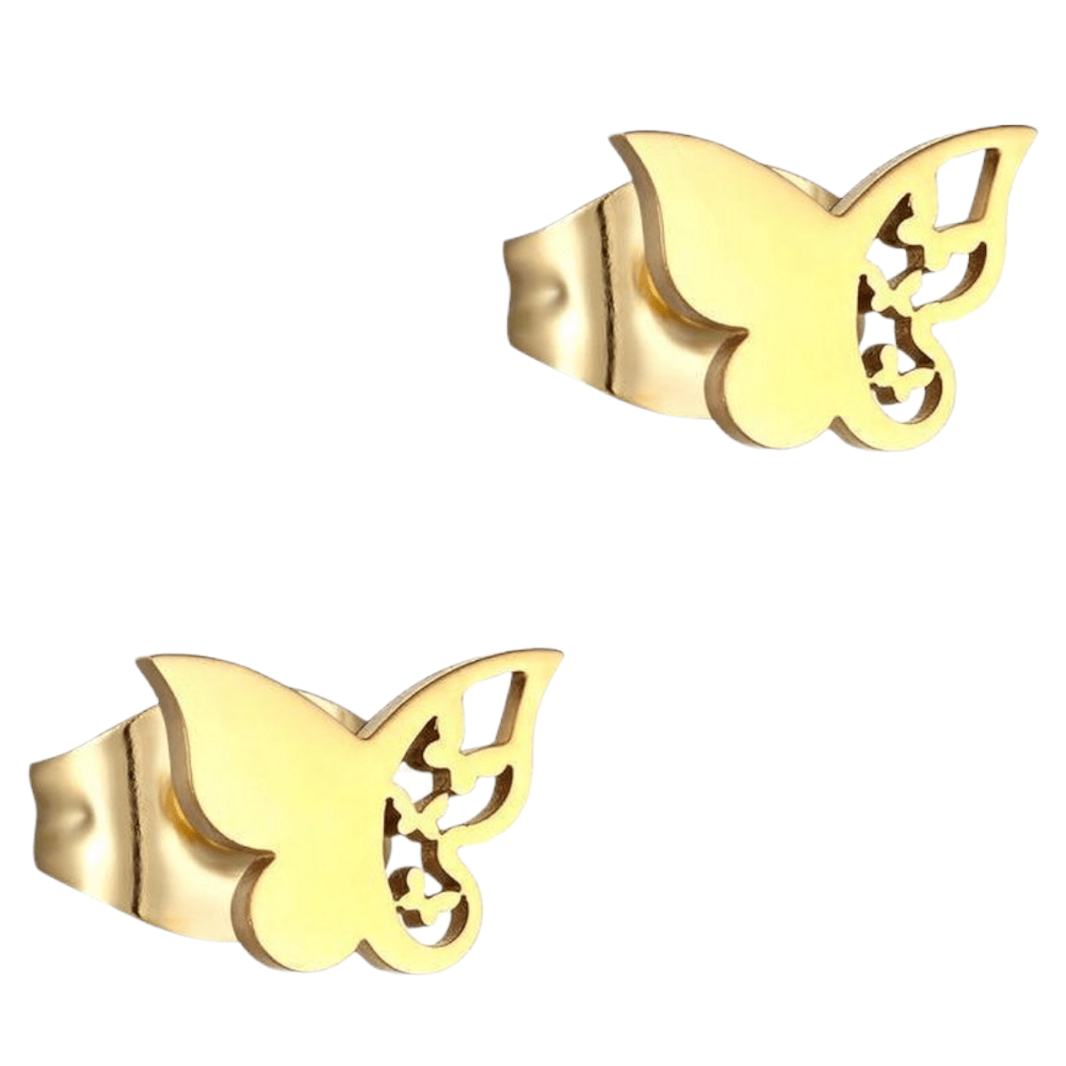 Stalen vlinder oorbellen – goudkleur – 7x10 mm - Aramat Jewels - Oorbellen - cadeautip