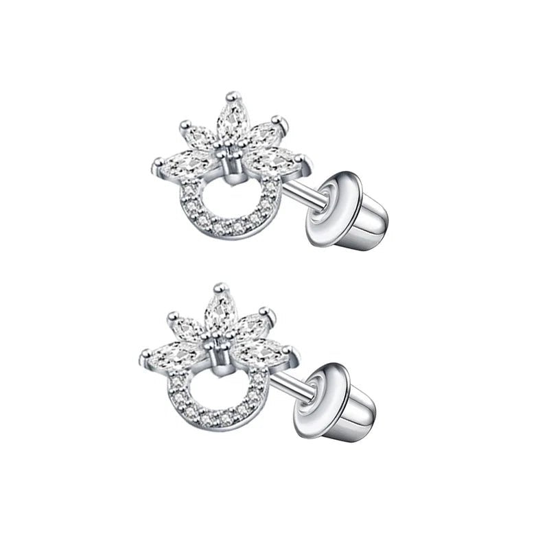 Stalen zirkonia Oorbellen 10mm - schroefsluiting - oor6276 - 72445 - Oorbellen kopen# - 10mm - alles - bloem