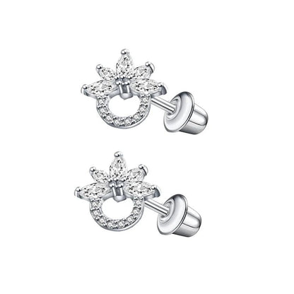 Stalen zirkonia Oorbellen 10mm - schroefsluiting - oor6276 - 72445 - Oorbellen kopen# - 10mm - alles - bloem