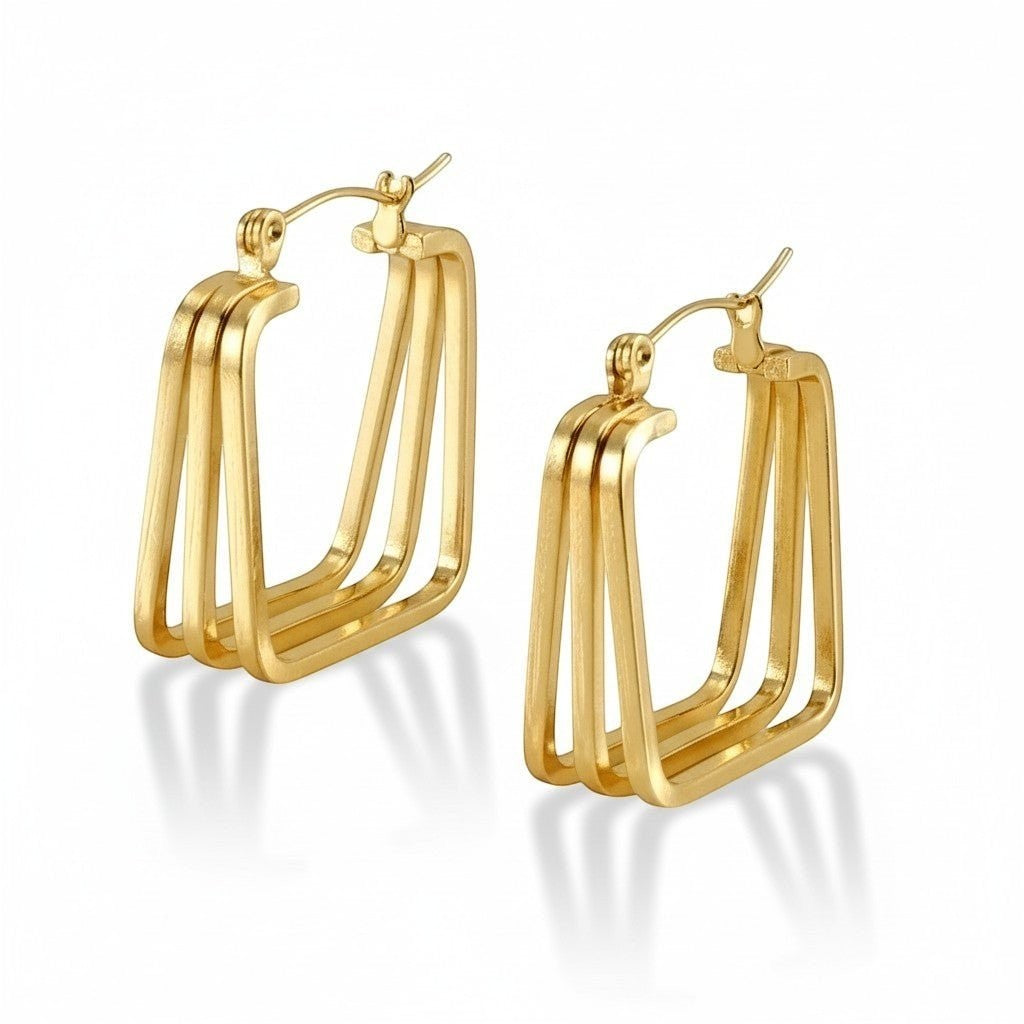 Statement oorringen dames vierkant - 27mm - Aramat Jewels - Oorringen - cadeautip