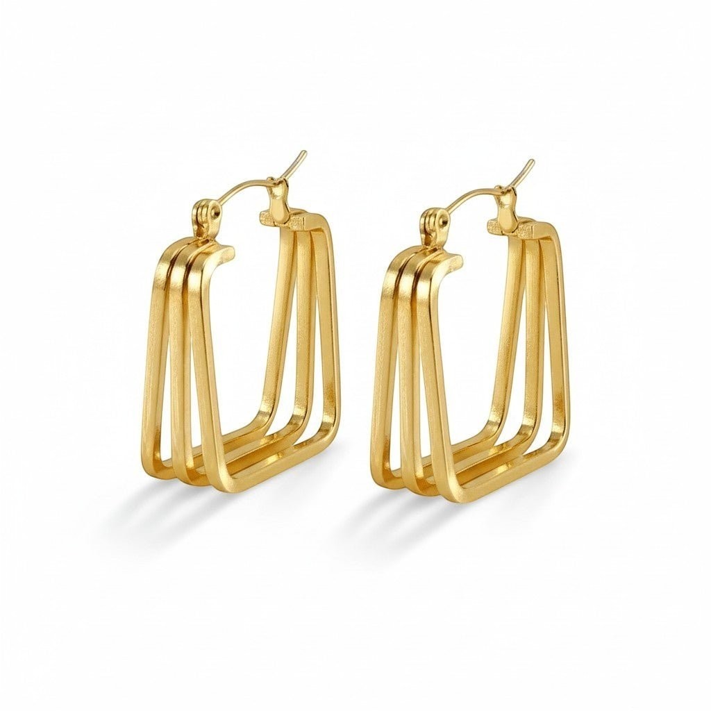 Statement oorringen dames vierkant - 27mm - Aramat Jewels - Oorringen - cadeautip