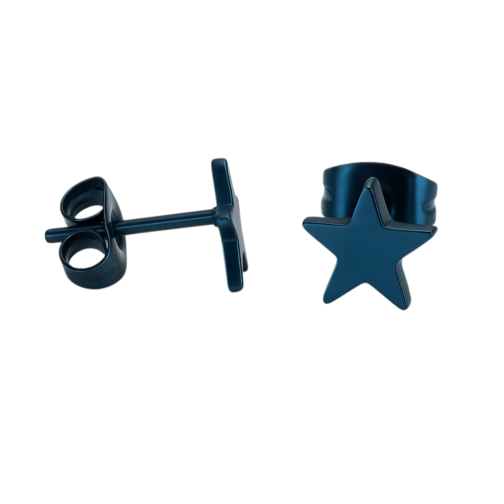 Ster oorstekers blauw RVS – 8mm opvallend - Aramat Jewels - Oorbellen - cadeautip