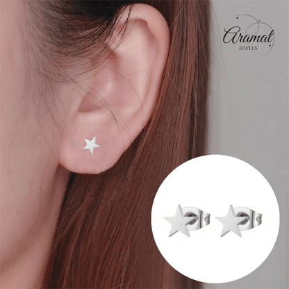 Ster oorstekers zilverkleur RVS – 6mm tijdloos - Aramat Jewels - Oorbellen - cadeautip