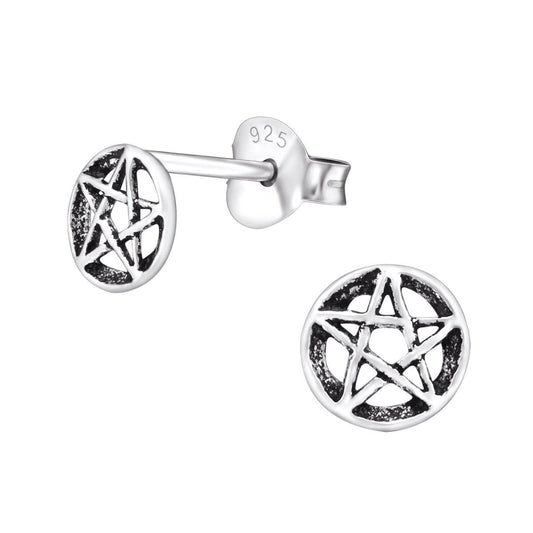 Sterling Zilveren Gotische Ster Oorknopjes Antieklook Rond 6mm - Aramat Jewels - Oorbellen - cadeautip