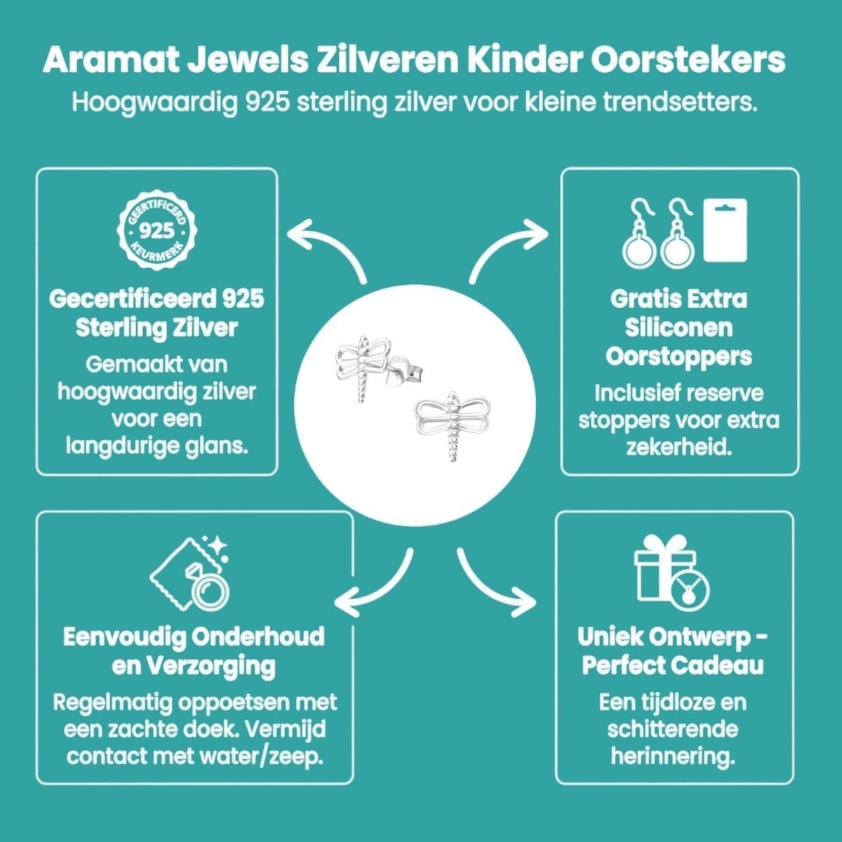 Sterling Zilveren Libelle Oorstekers 10x9mm – Natuur Design - Aramat Jewels - Oorbellen - cadeautip