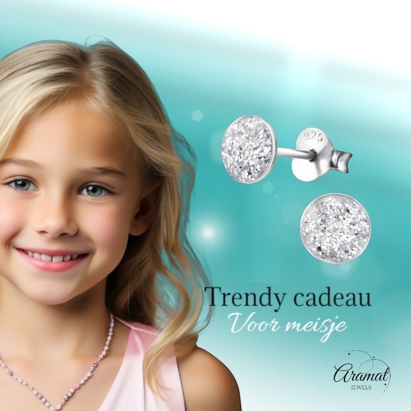 Sterling Zilveren Oorstekers Transparant Glitter 5mm - Aramat Jewels - Oorbellen - cadeautip