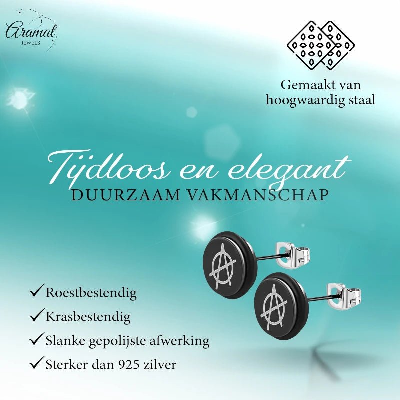Stijlvolle Anarchie Teken Oorbellen - 8mm - oor2935 - tte597 - Oorbellen kopen# - 8mm - alles - cadeau