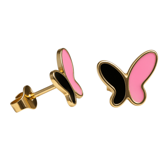 Stijlvolle Vlinder Oorbellen Van Rvs Met Emaille Afwerking - oor6071 - Oorbellen kopen# - 9mm - alles - cadeau