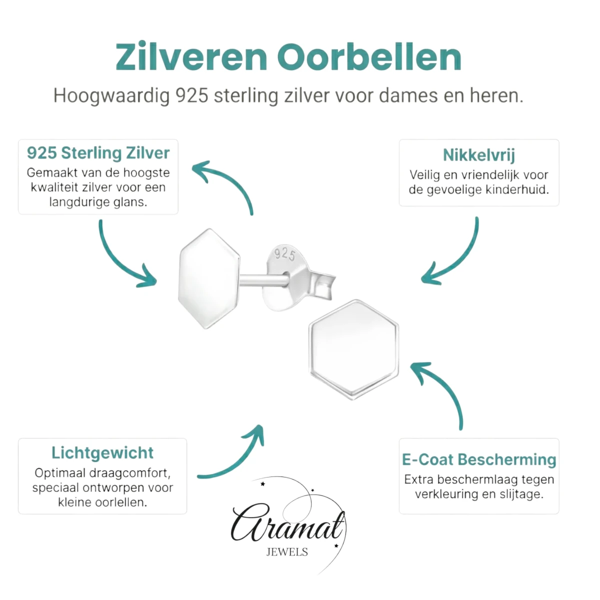 Stijlvolle Zilveren Oorbellen - Aramat Jewels® - Aramat Jewels - Oorbellen - cadeautip