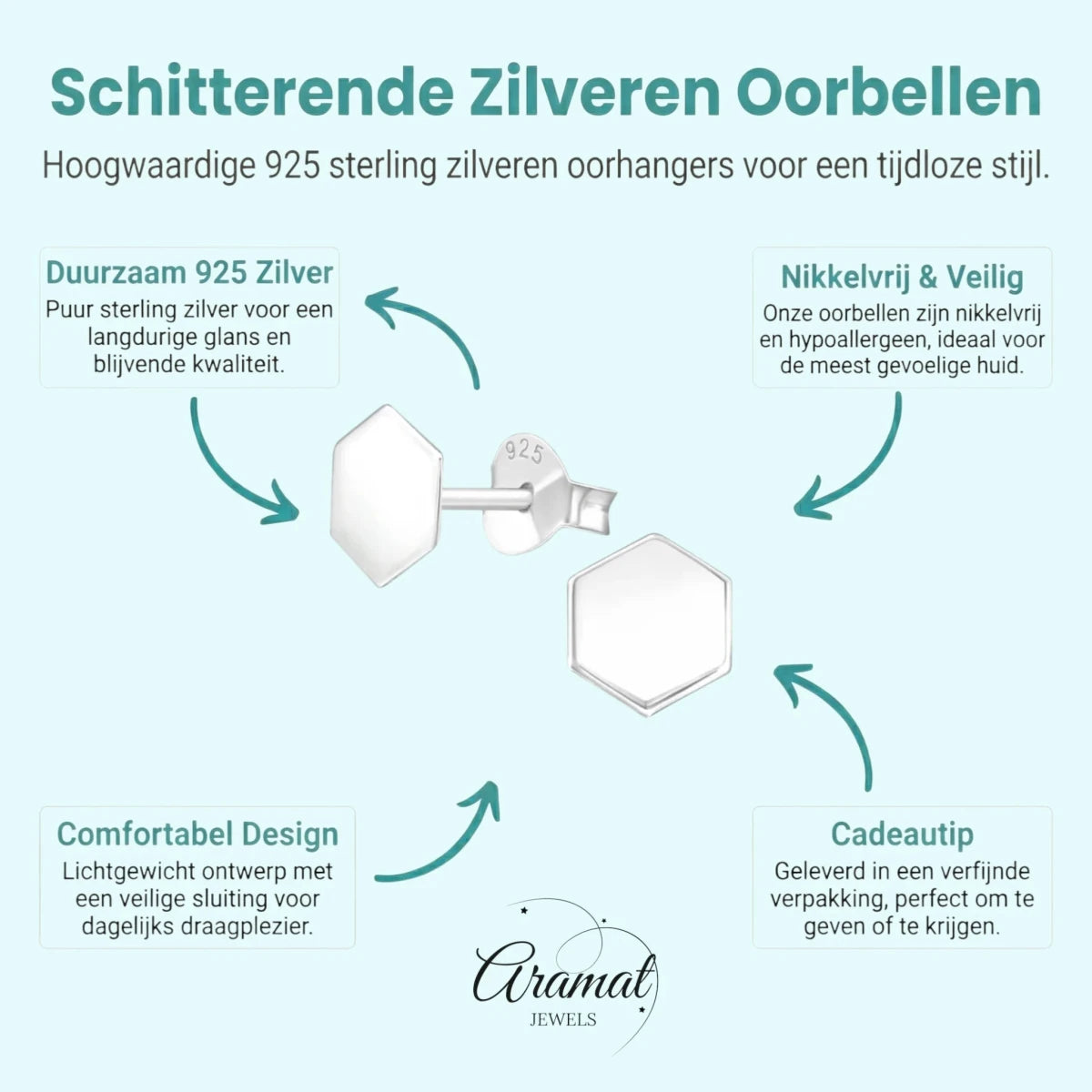 Stijlvolle Zilveren Oorbellen - Aramat Jewels® - Aramat Jewels - Oorbellen - cadeautip
