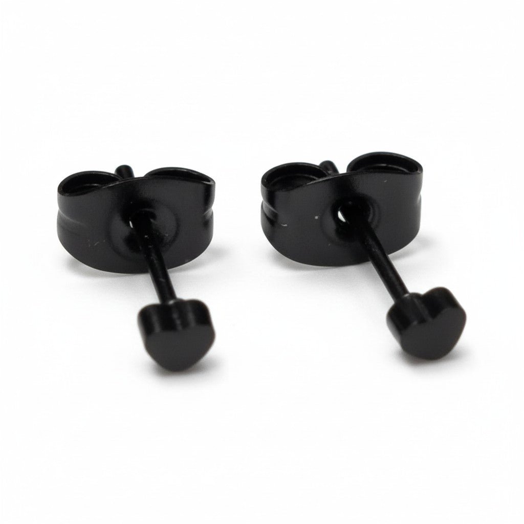 Stoere Zwarte Stalen Oorbellen hartje - Aramat Jewels - Oorbellen - cadeautip