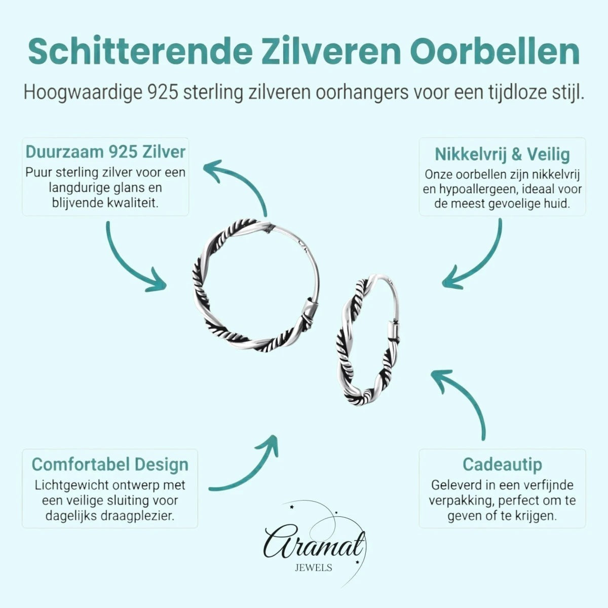 Tijdloze Bali Hoepeloorringen 16mm - Aramat Jewels - Oorringen - cadeautip