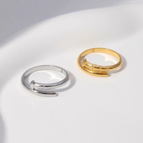 Tijdloze Open Ring met Spijker Design (RVS 4 mm) - Aramat Jewels - Ringen - cadeautip