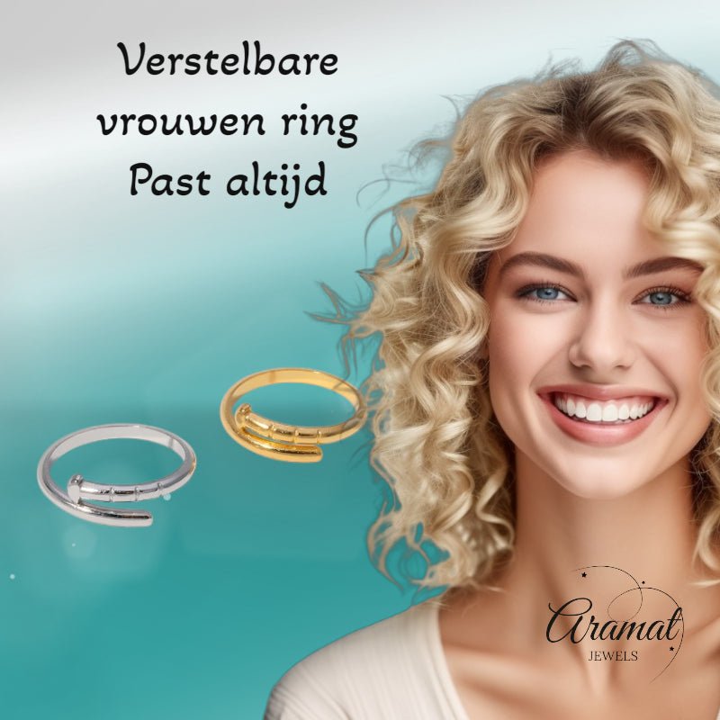 Tijdloze Open Ring met Spijker Design (RVS 4 mm) - Aramat Jewels - Ringen - cadeautip