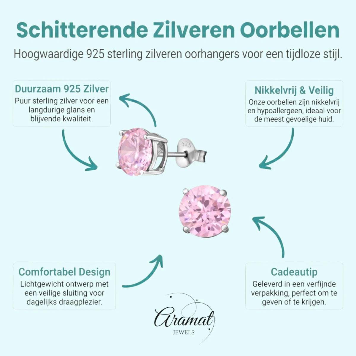 Tijdloze Ronde Oorbellen van Zilver Zirkonia - Aramat Jewels - Oorbellen - cadeautip