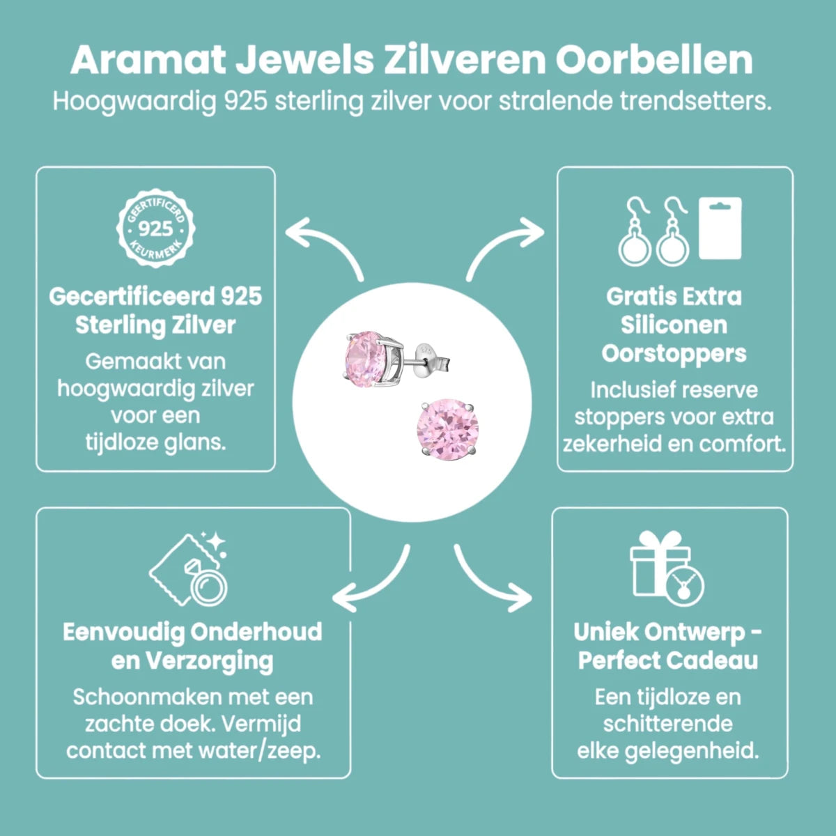 Tijdloze Ronde Oorbellen van Zilver Zirkonia - Aramat Jewels - Oorbellen - cadeautip