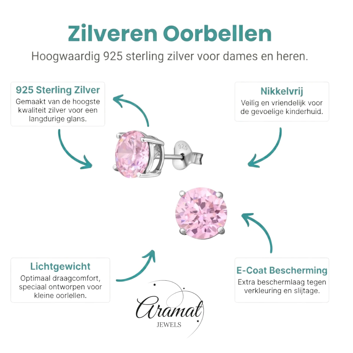 Tijdloze Ronde Oorbellen van Zilver Zirkonia - Aramat Jewels - Oorbellen - cadeautip