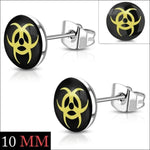 Stoere Stalen Logo Oorknoppen - Trendy Oorbellen 10mm / Biohazard