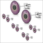 Stoere Stalen Logo Oorknoppen - Trendy Oorbellen 8mm / Oog-paars