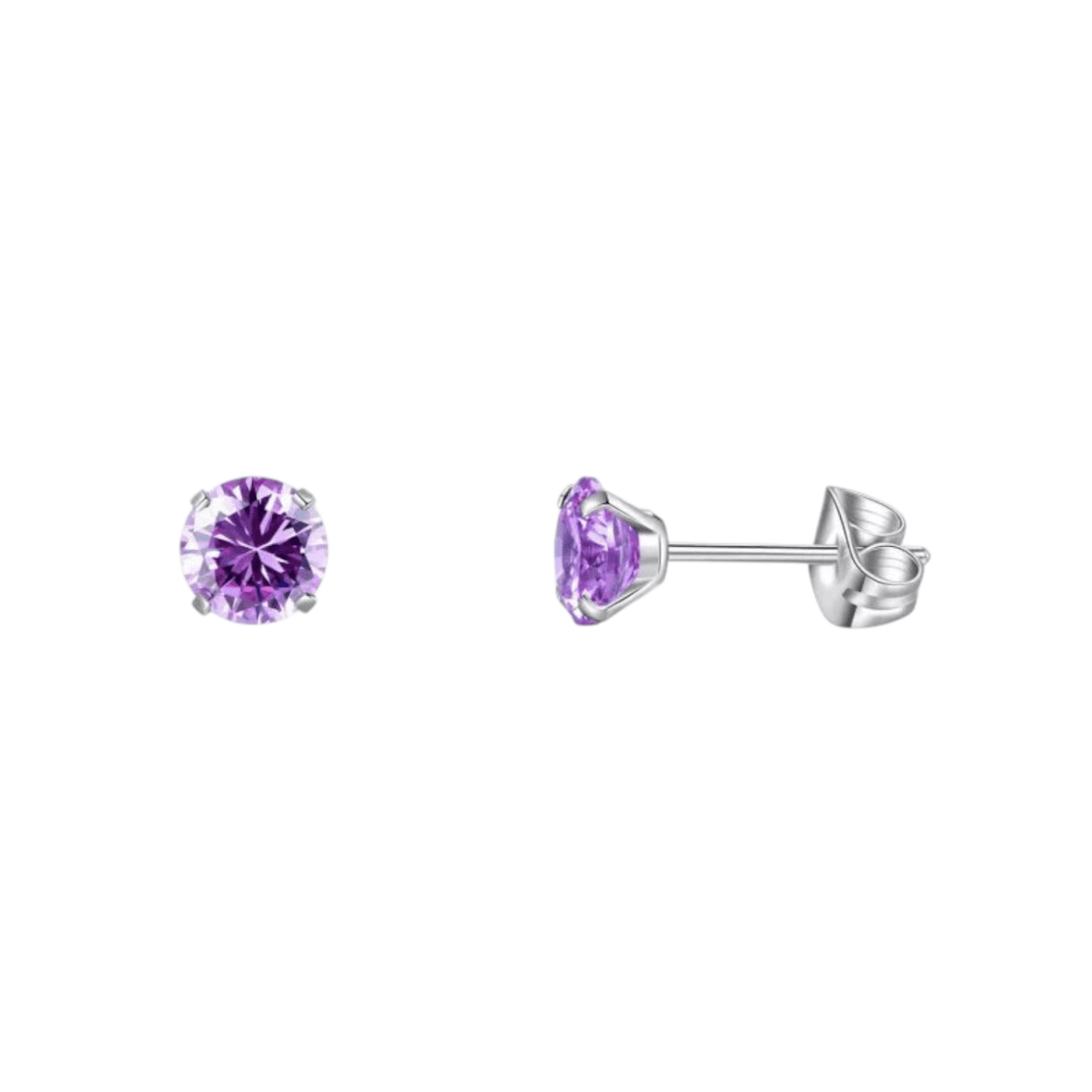 Titanium Oorbellen Met Zirkonia Paars - Aramat Jewels - Oorbellen - cadeautip