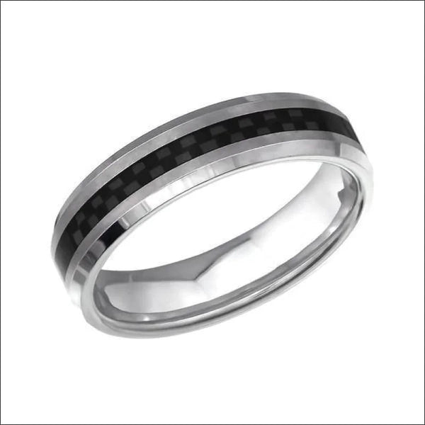Titanium Ring met Zwarte Carbon Fiber - Maat 21