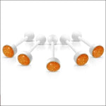 Een set van drie oranje glitterbollen