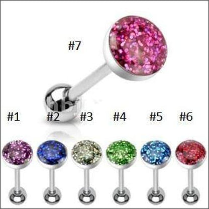 Zes Verschillend Gekleurde Glitter Tongpiercings Van Aramat Jewels®