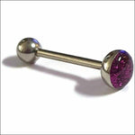 Paarse Glitter Tongpiercing Met Staal