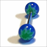 Aramat Jewels® Groen Blauw Balletjes Tongpiercing Met Groene Planeet