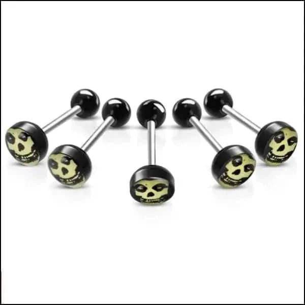 Stalen Tongpiercing met Acryl Logo Skull | Lichaamssieraden