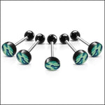 Zes Zwarte En Groene Camouflage Print Tongpiercings - Gratis Verzending.