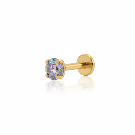 Tragus Helix Piercing – Goudkleur – Multicolor Zirkonia - Aramat Jewels - Piercings - cadeautip