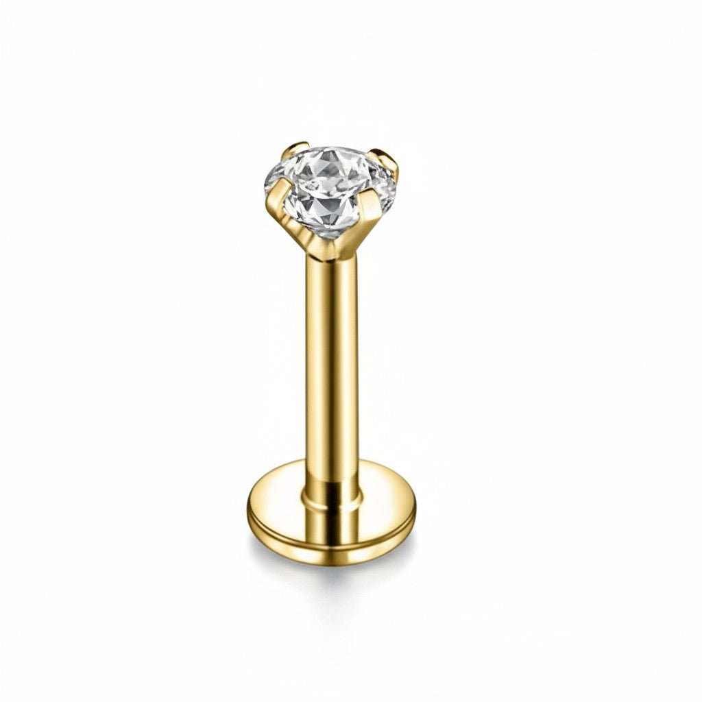 Tragus Helix Piercing – Goudkleur – Transparant Zirkonia - Aramat Jewels - Piercings - cadeautip