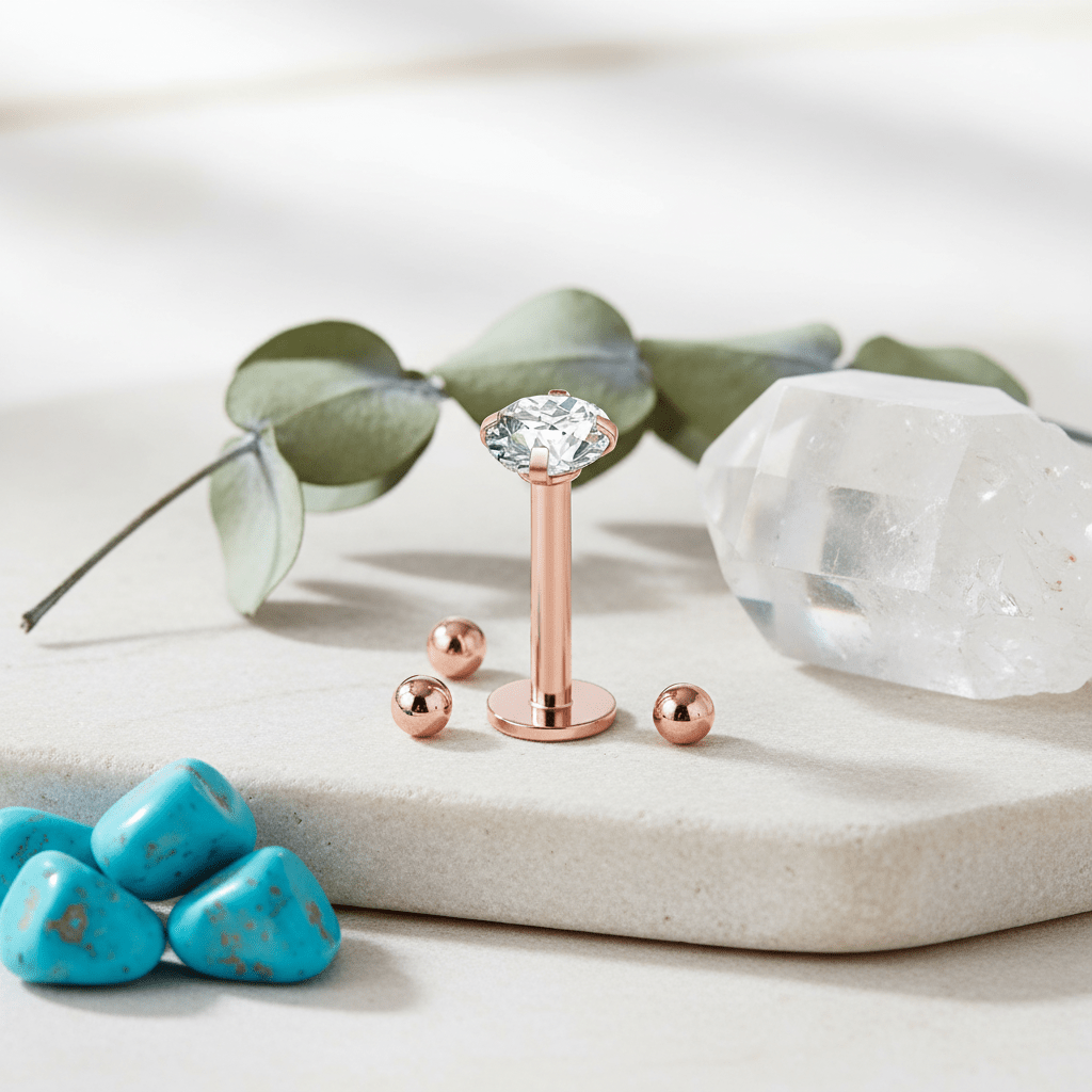 Tragus Helix Piercing – Roségoud – 6mm Staafje - Aramat Jewels - Piercings - cadeautip