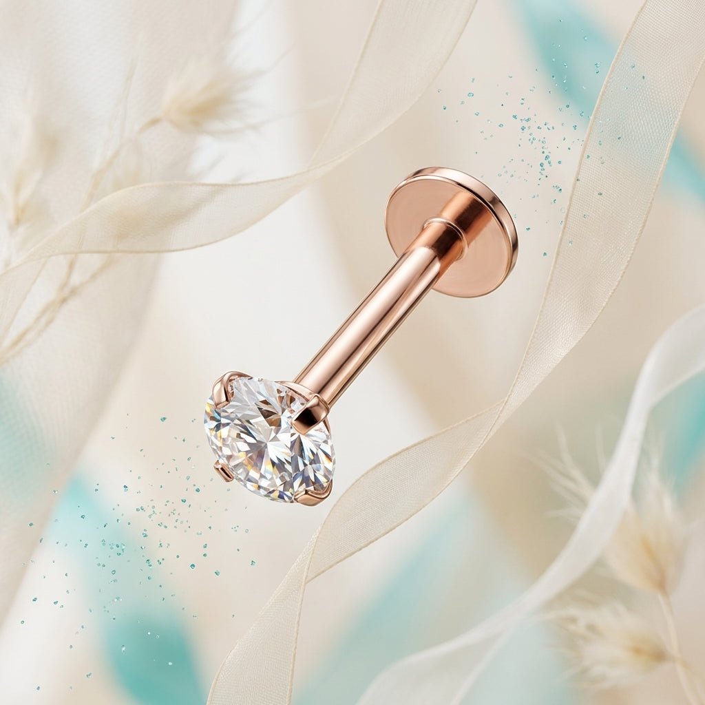 Tragus Helix Piercing – Roségoud – 6mm Staafje - Aramat Jewels - Piercings - cadeautip