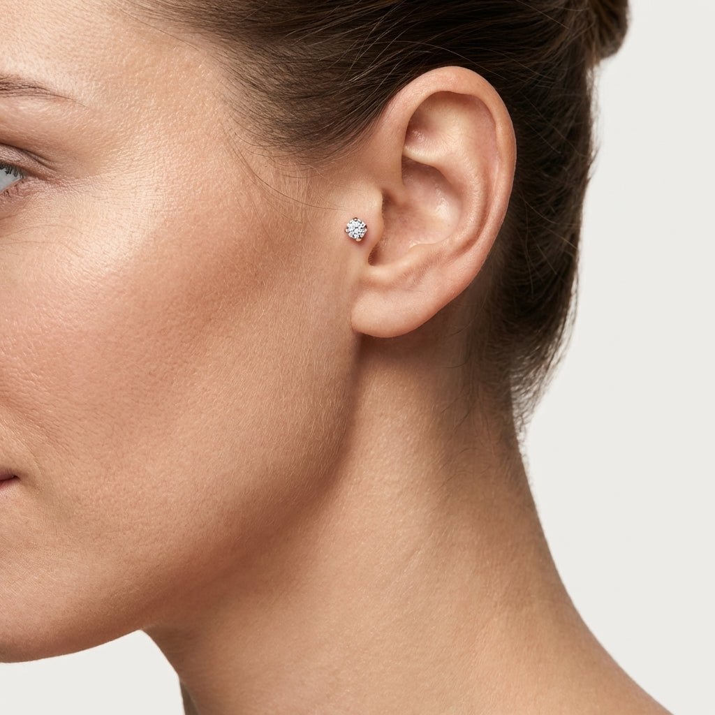 Tragus Helix Piercing – Roségoud – AB Zirkonia - Aramat Jewels - Piercings - cadeautip