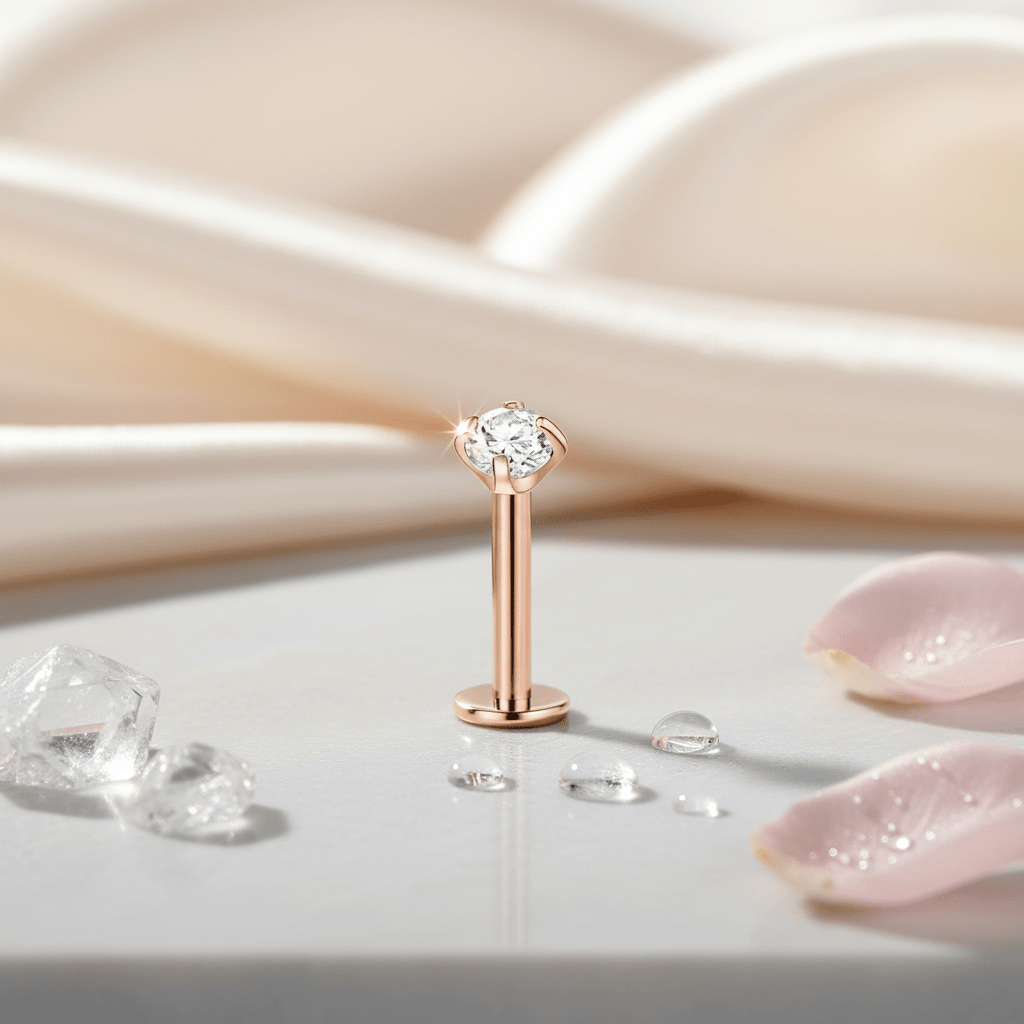 Tragus Helix Piercing – Roségoud – AB Zirkonia - Aramat Jewels - Piercings - cadeautip