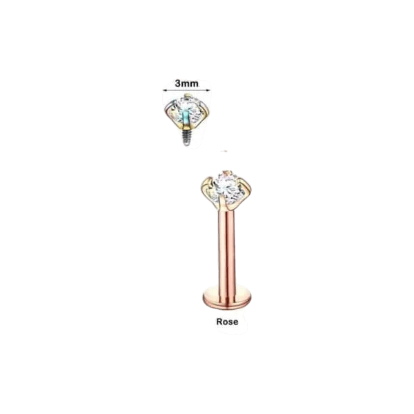Tragus Helix Piercing – Roségoud – AB Zirkonia - Aramat Jewels - Piercings - cadeautip