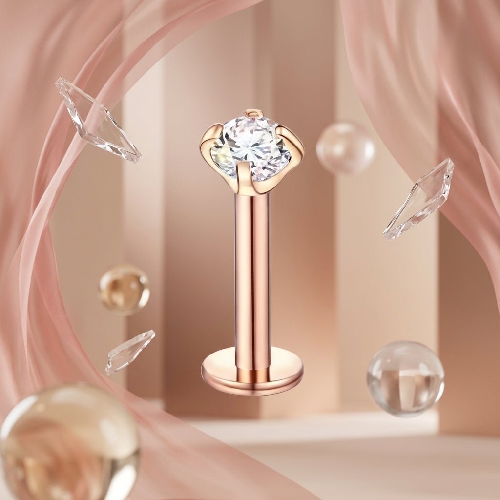 Tragus Helix Piercing – Roségoud – AB Zirkonia - Aramat Jewels - Piercings - cadeautip