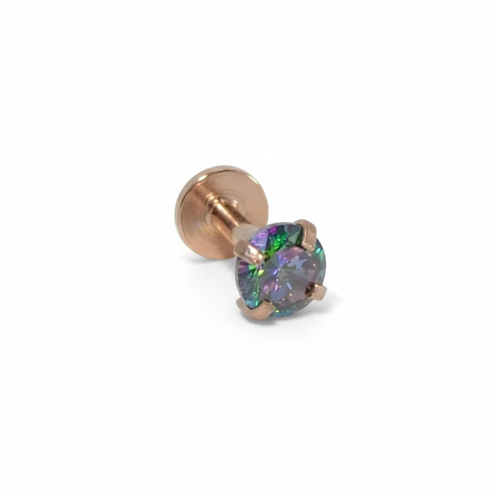 Tragus Helix Piercing – Roségoud – Multicolor Zirkonia - Aramat Jewels - Piercings - cadeautip