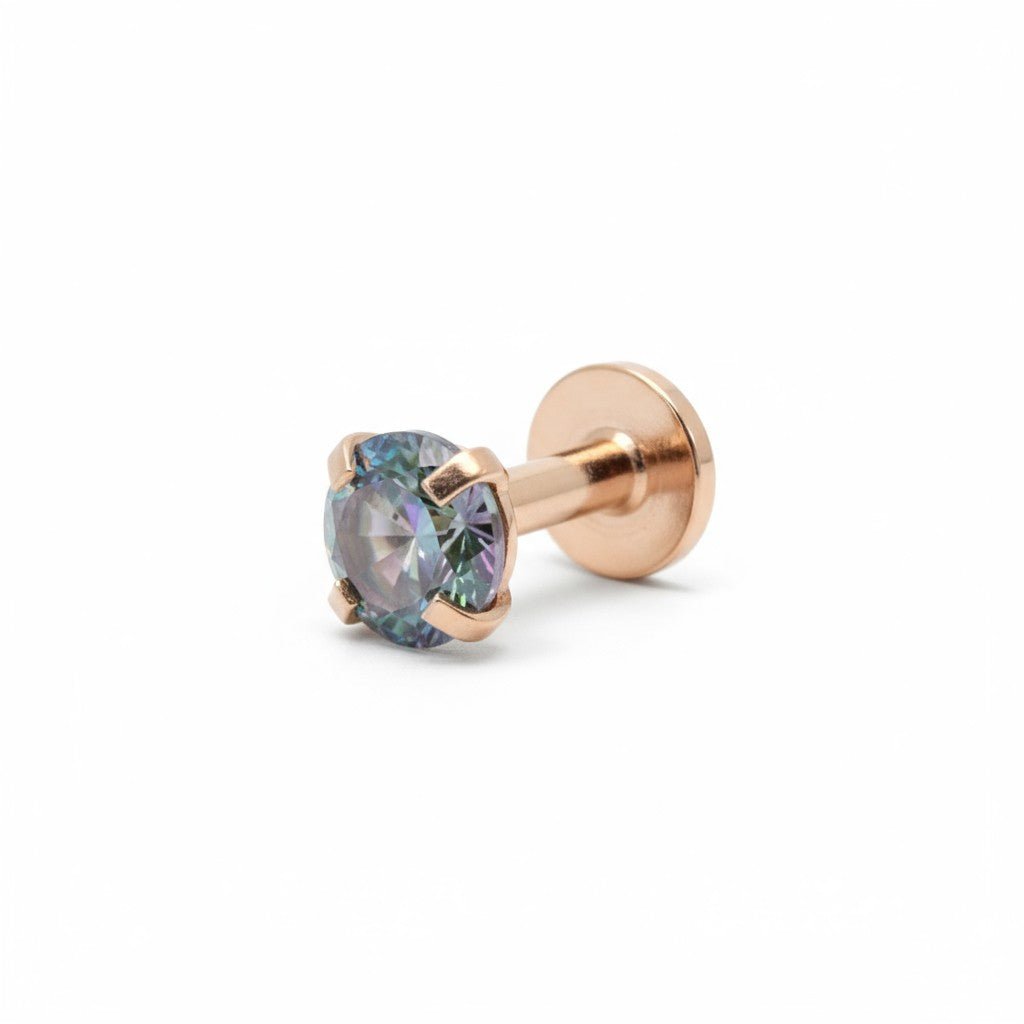 Tragus Helix Piercing – Roségoud – Multicolor Zirkonia - Aramat Jewels - Piercings - cadeautip