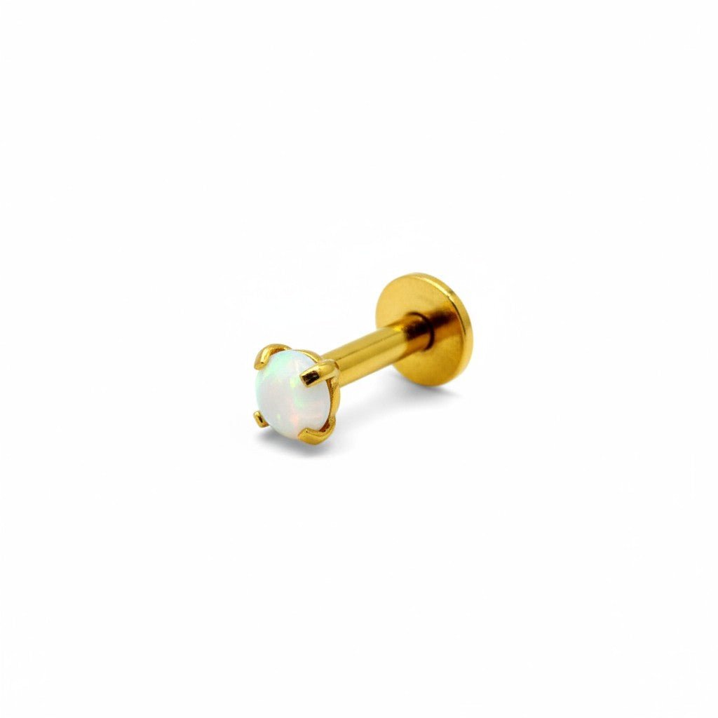Tragus Helix Piercing – Wit Opaal – Goudkleur - Aramat Jewels - Piercings - cadeautip